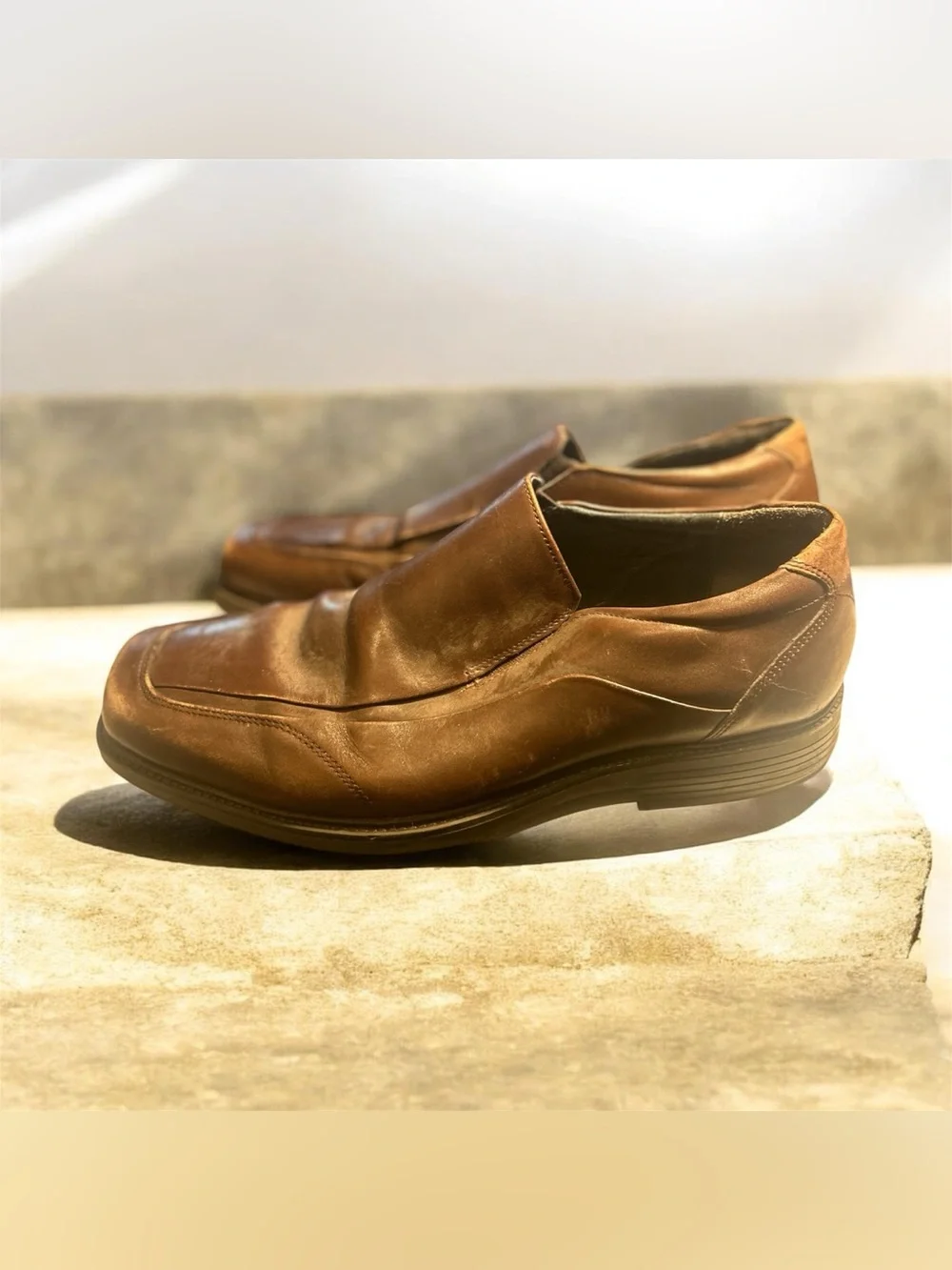 Johnston & Murphy Men's Size 10.5 M Brown Leather Dress Loafers Slip On 20-3600
